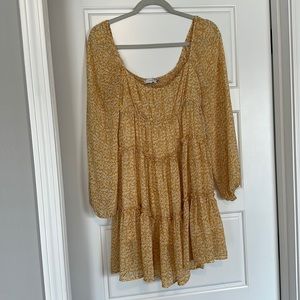 Yellow floral print dress